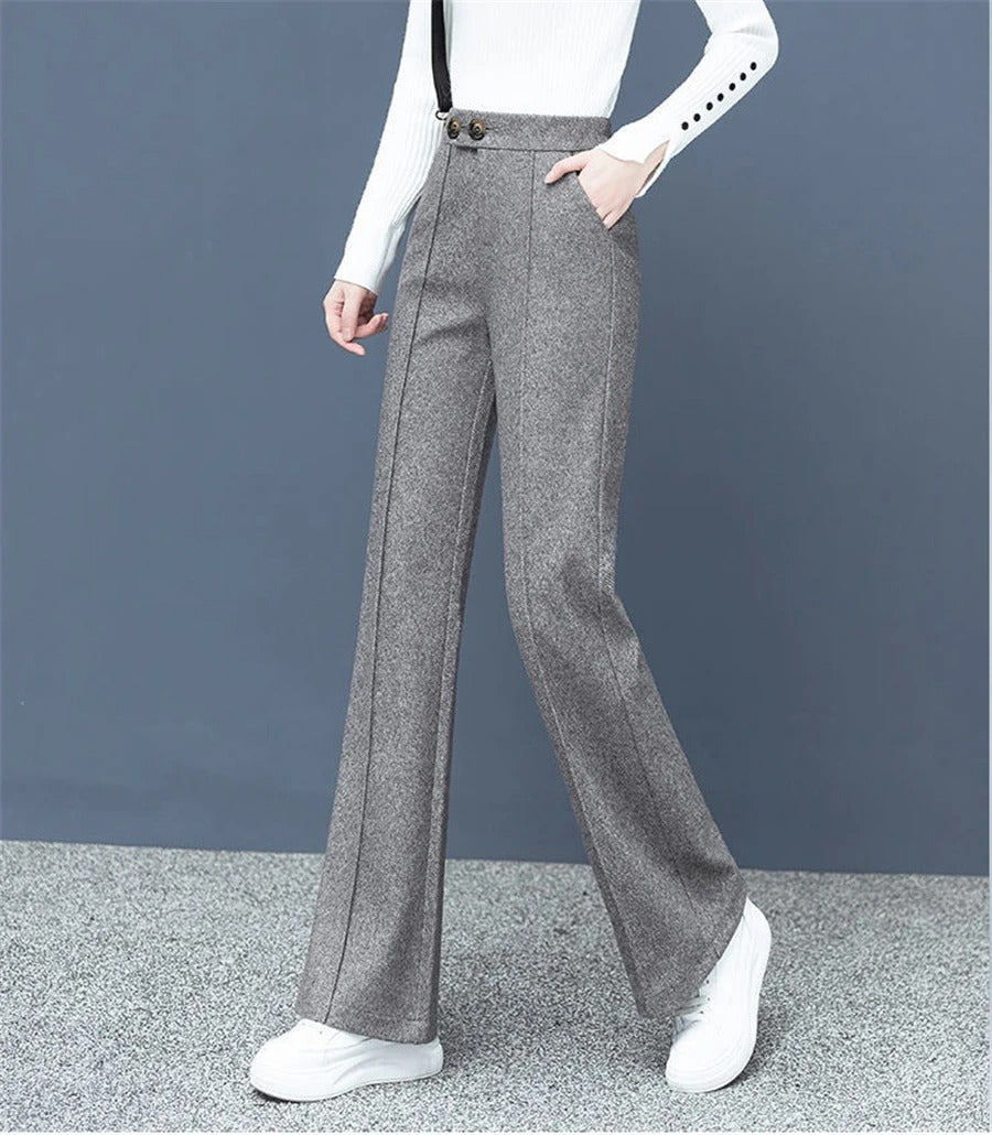 Dames wolmix rechte broek