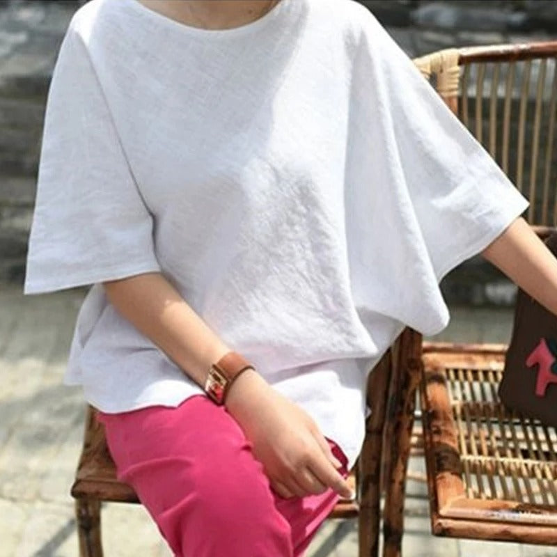 Asymmetrische blouse met halve mouwen voor dames