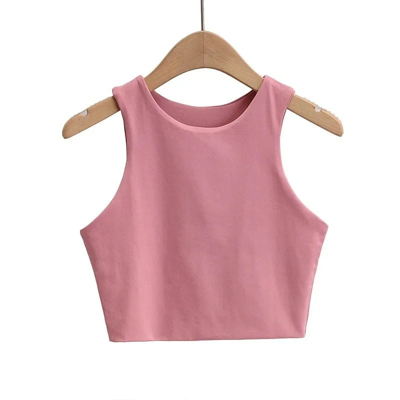 Dames mouwloze O-hals Slim Fit Tank Top