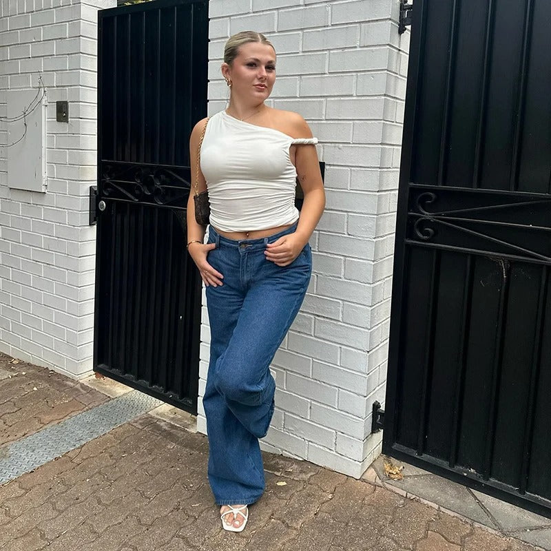 Off-shoulder crop tanktop voor dames