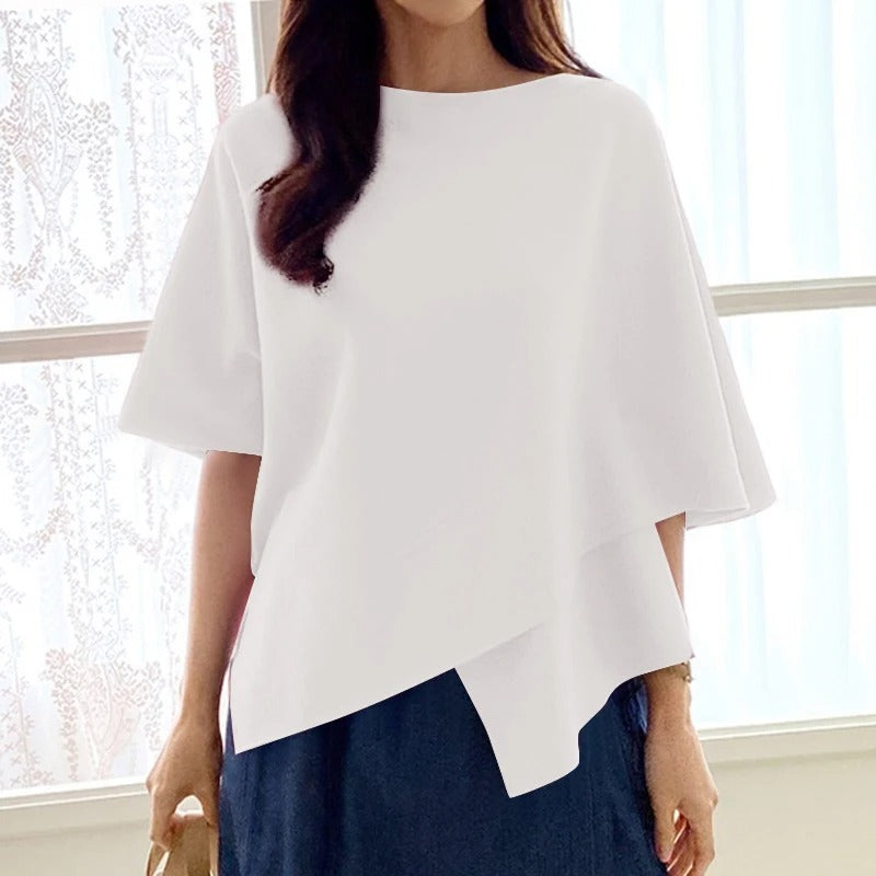 Damesblouse met 3/4 mouwen en ruches