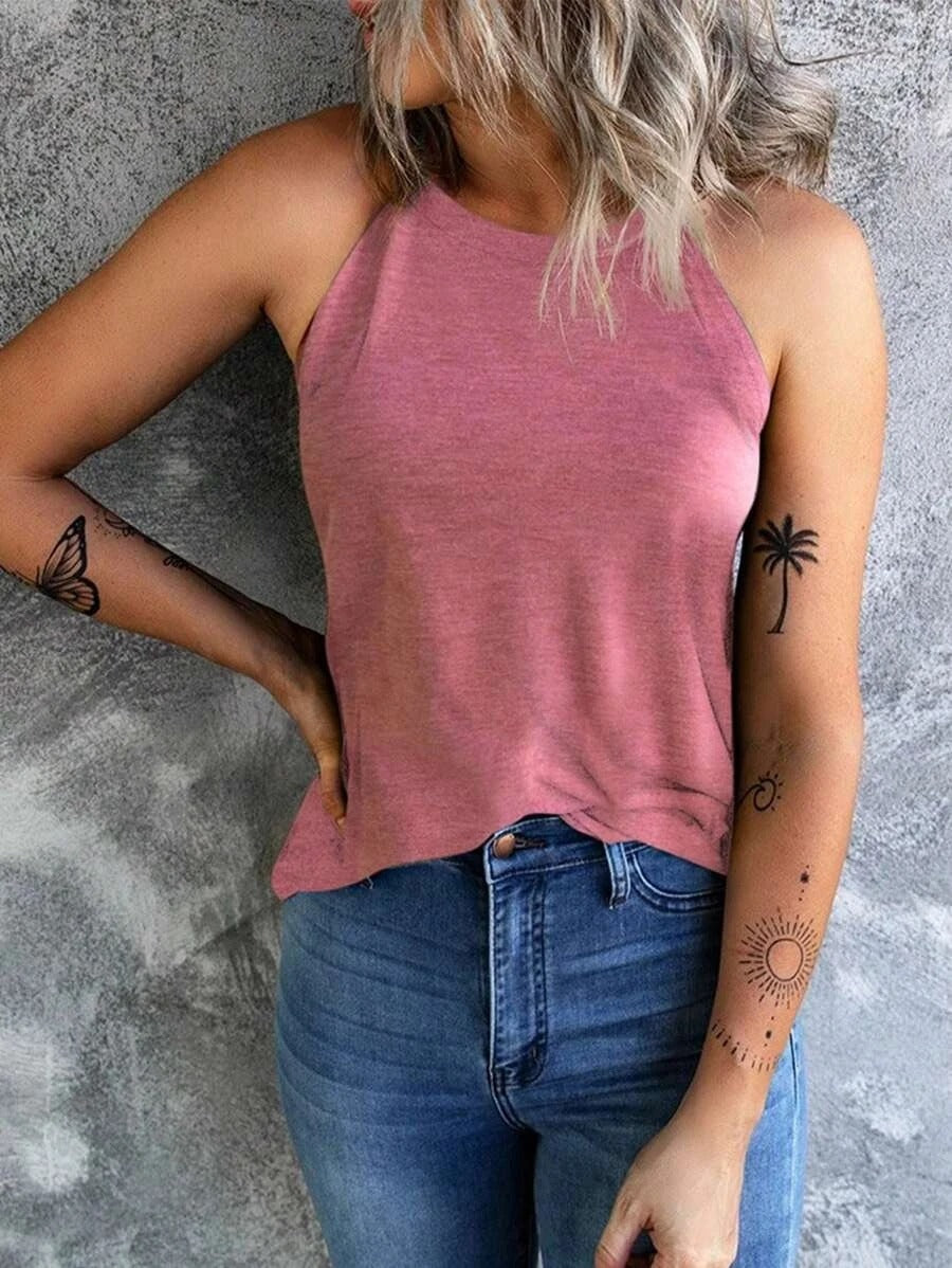 Dames mouwloze halter tanktop