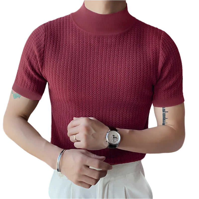 Heren T-shirt met hoge hals en slanke pasvorm