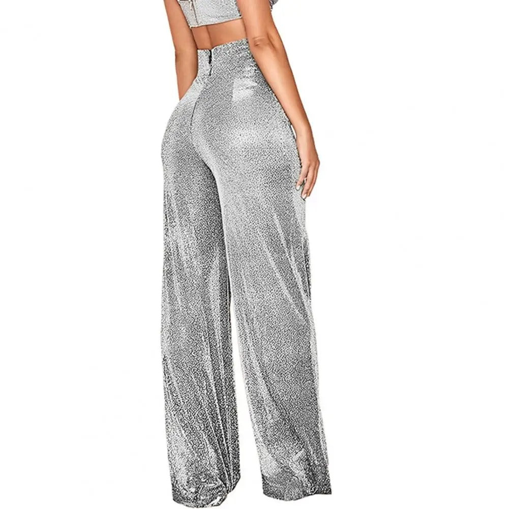 Damesbroek met hoge taille en wijde pijpen