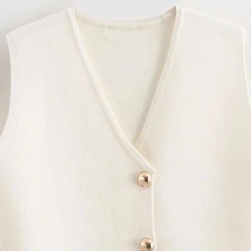 Gebreide mouwloze damestanktop