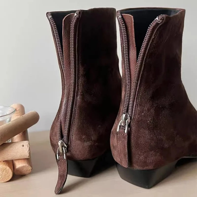 Suède enkellaarzen voor dames