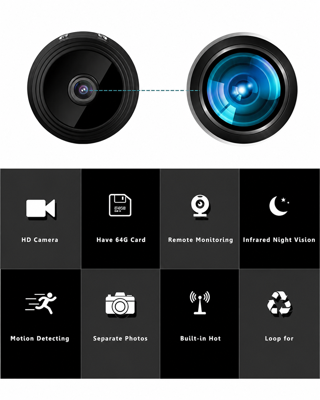 Draadloze Mini Camera met Audio en Video Livestream 1080P HD