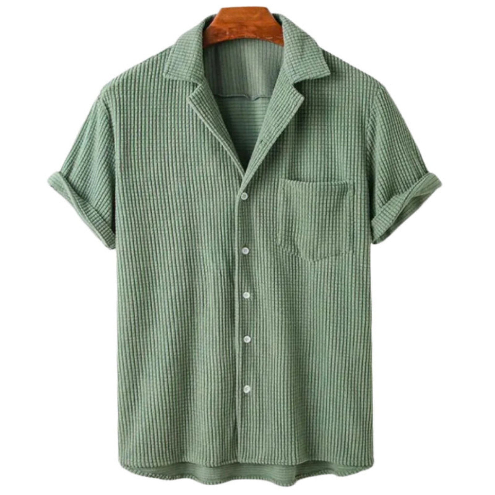 Heren Knitted Waffle Shirt Casual Katoen