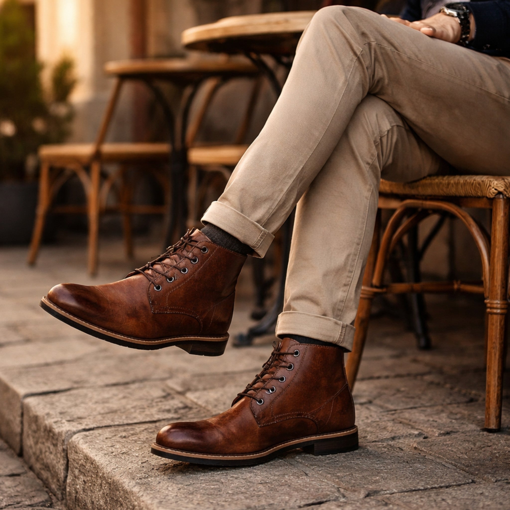 Heren Lederstiefel Tijdloos Design Comfortabel