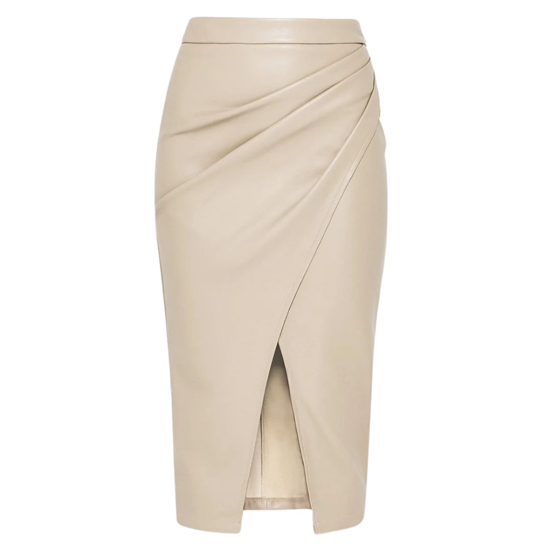 Midi-rok in imitatieleer voor dames