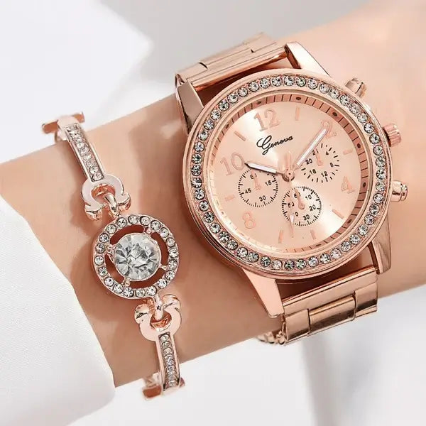 Luxe Horloge Set met Strass
