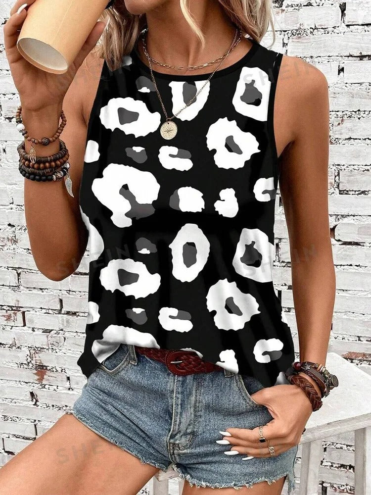 Mouwloos tanktopje met luipaardprint voor dames