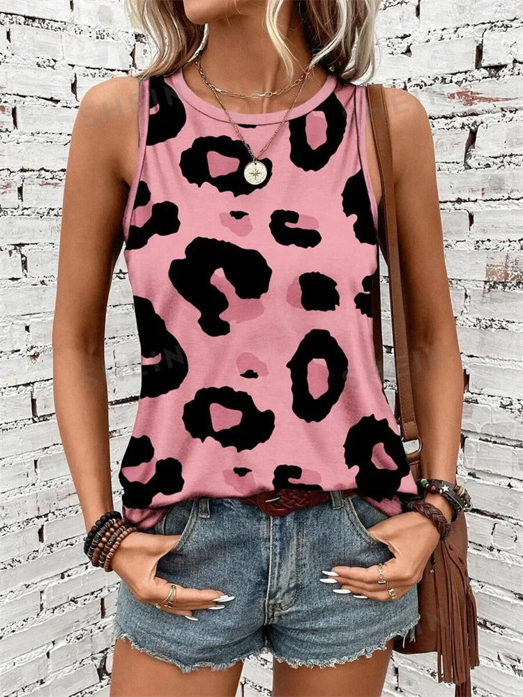 Mouwloos tanktopje met luipaardprint voor dames