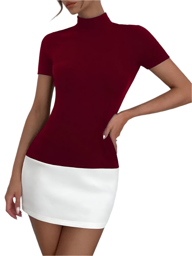 Dames Contrast Patchwork Bodycon Mini Jurk
