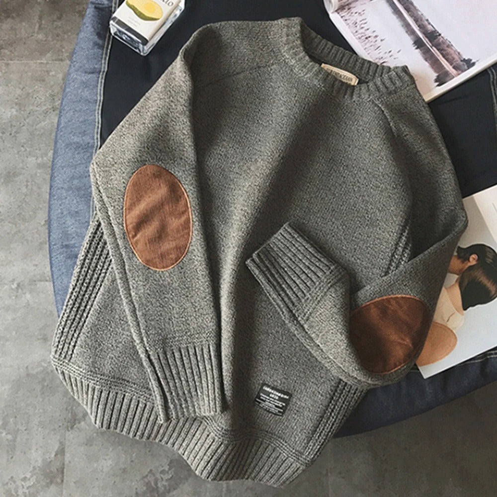 Oversized patchgebreide herensweater