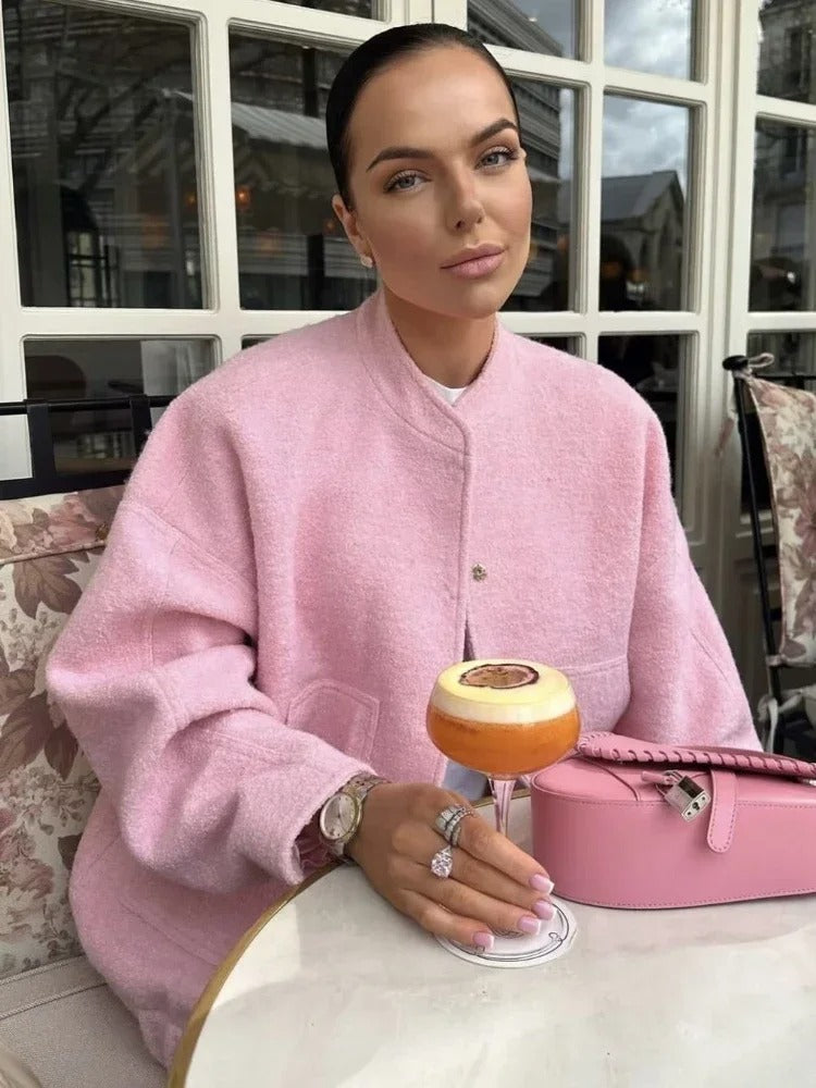 Tweed oversized bomberjack voor dames