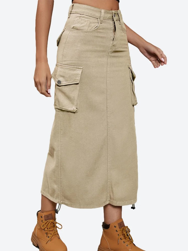 Denim rok met koordje voor dames