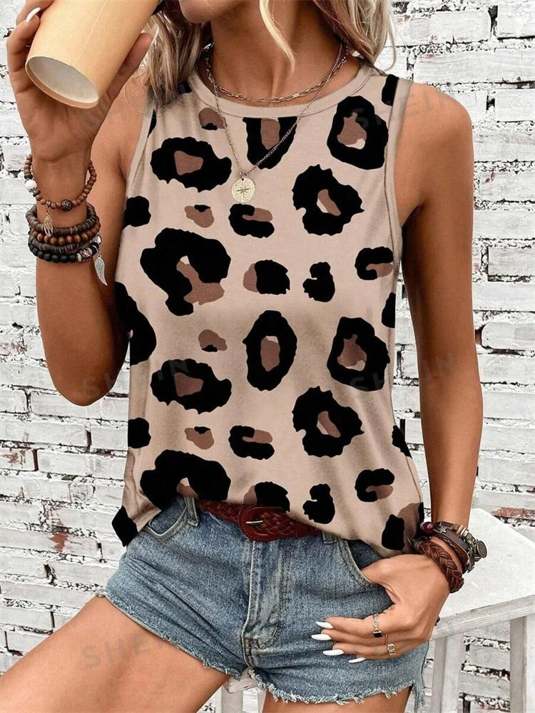 Mouwloos tanktopje met luipaardprint voor dames