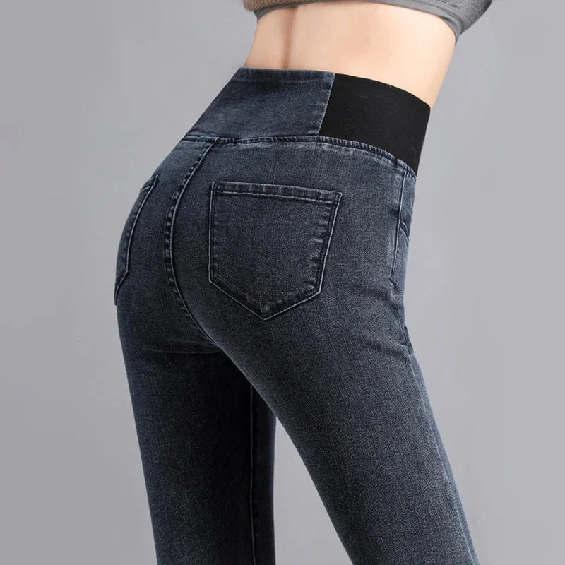 Denim broek met hoge taille voor dames