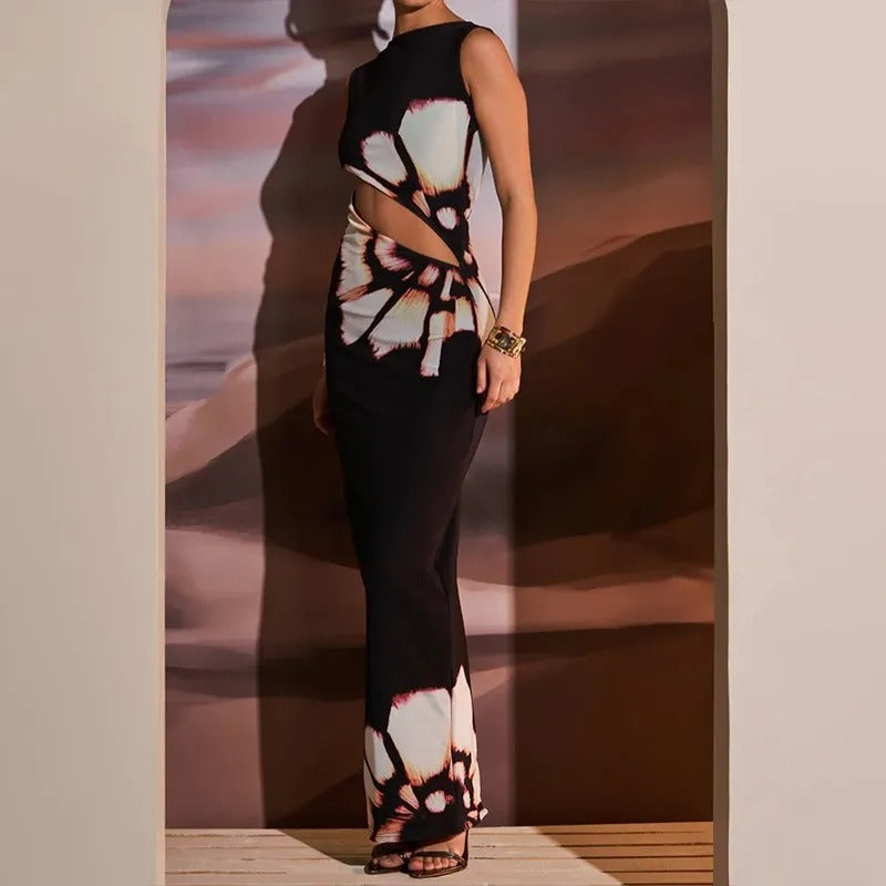 Dames mouwloze zomerjurk met uitsnijdingen