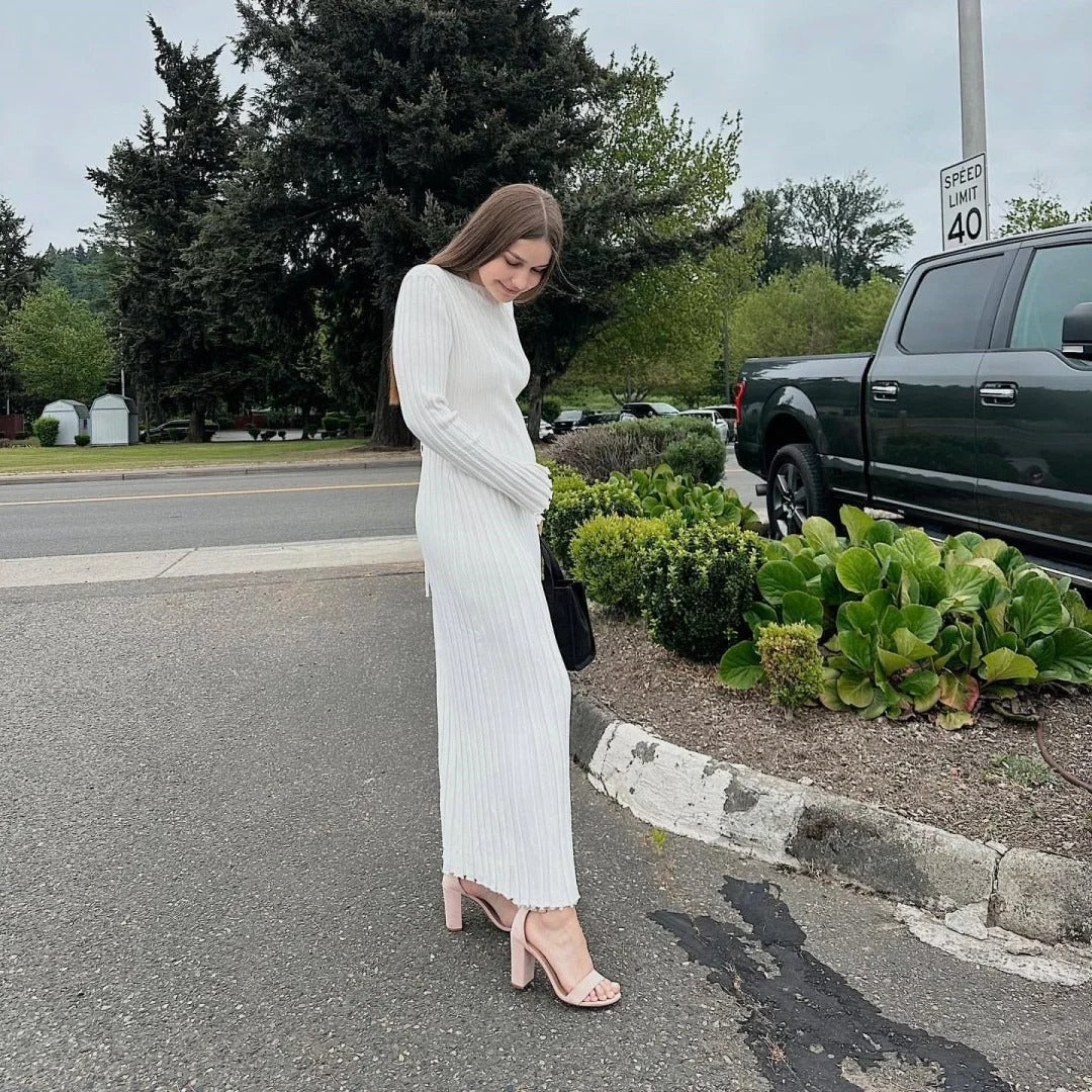 Klassieke losse gebreide jurk voor dames