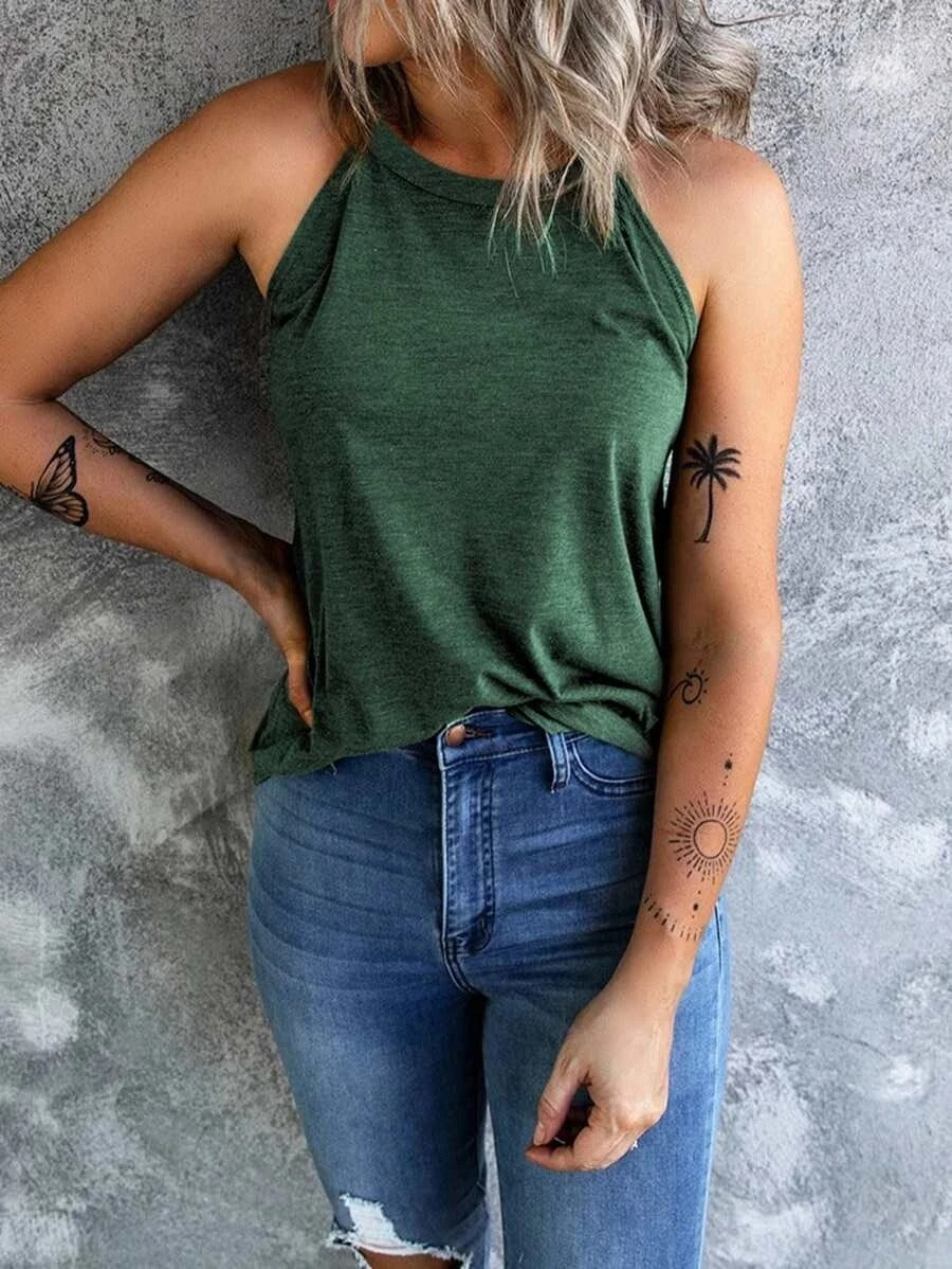 Dames mouwloze halter tanktop