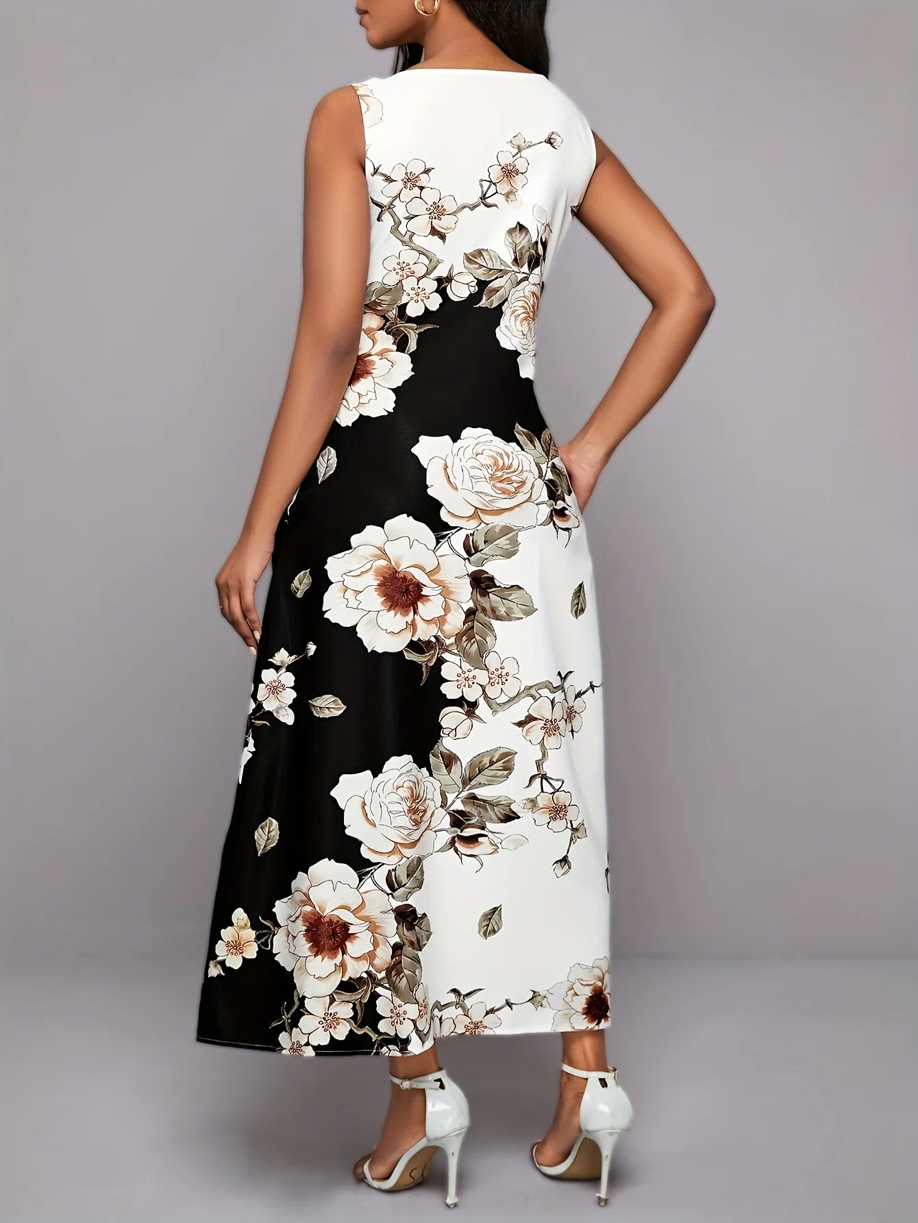 Dames bloemen bohemian mouwloze jurk