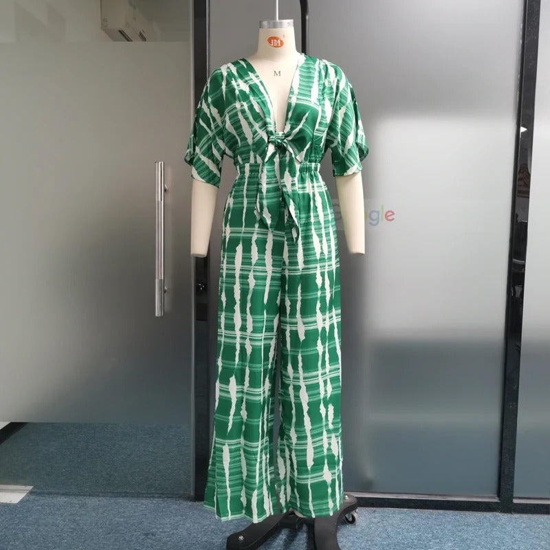 Damesjumpsuit met Dolman-mouwen en V-hals