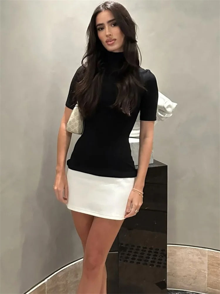 Dames Contrast Patchwork Bodycon Mini Jurk