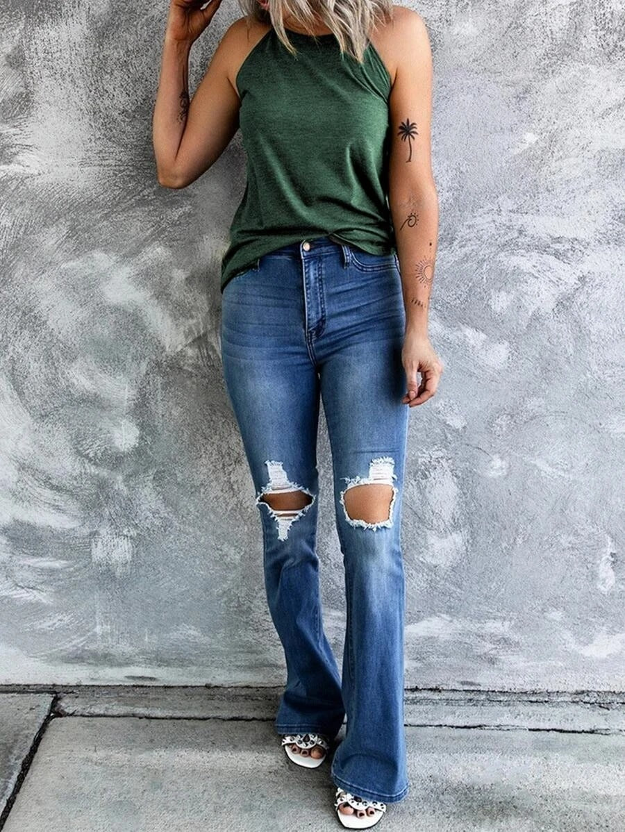 Dames mouwloze halter tanktop