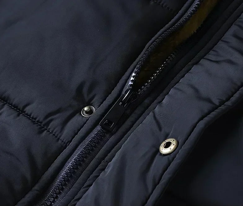 Herenjas met fleece gevoerde bontkraag