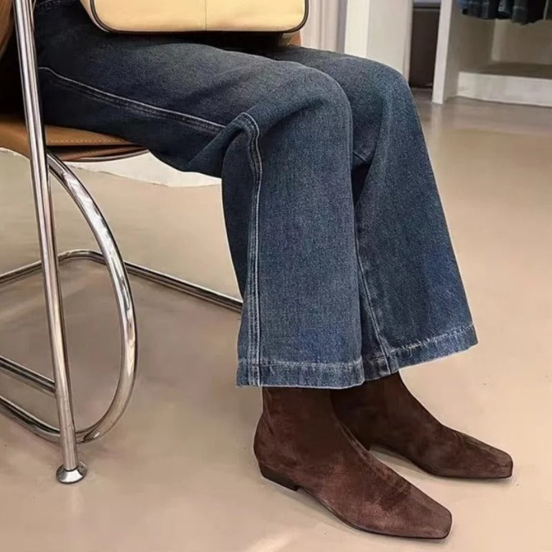 Suède enkellaarzen voor dames