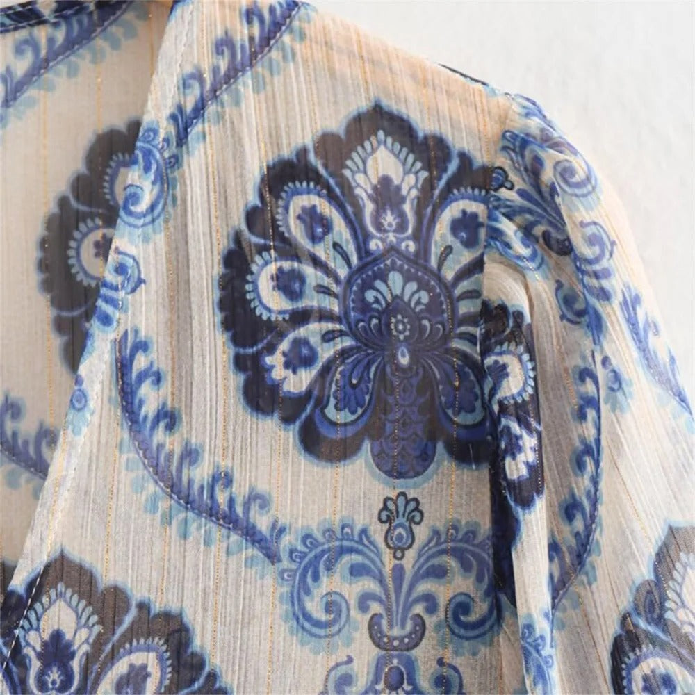 Dames casual jurk met metallic print