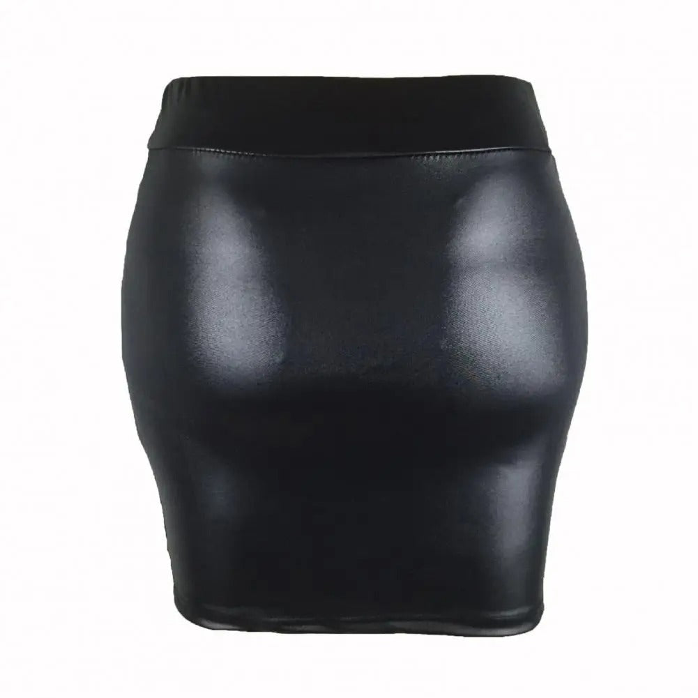 Dames leren matte hoge taille rok