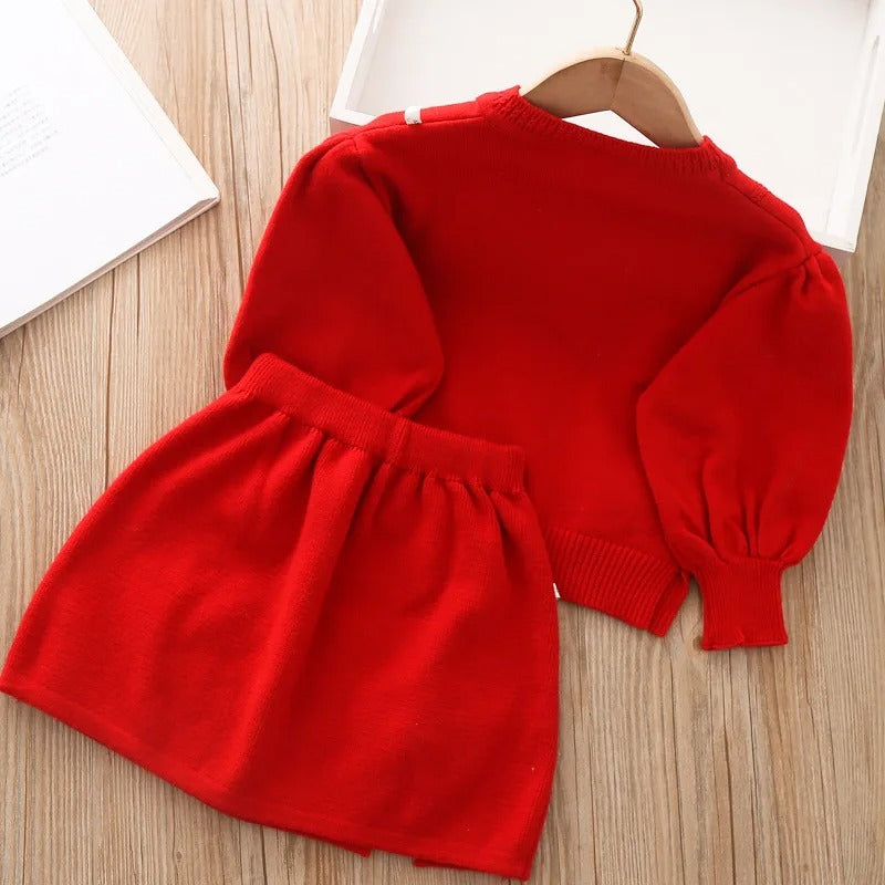 Kinder Winter Sweatshirt + Rok Set