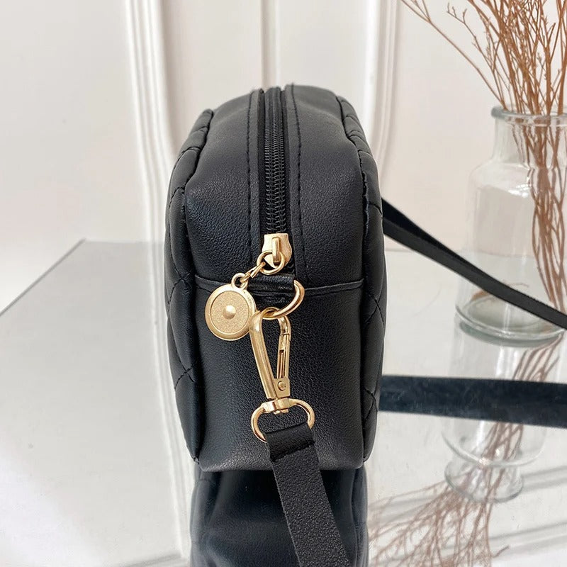 Ruitvormige gewatteerde vierkante tas met rits