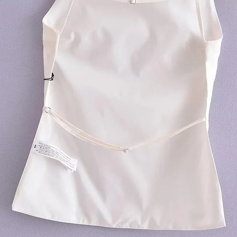 Dames top met vierkante hals en open rug