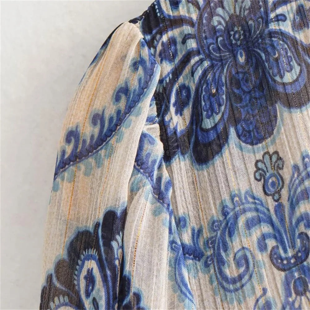 Dames casual jurk met metallic print