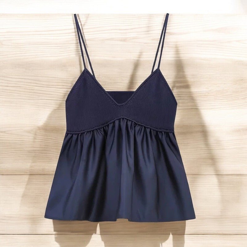 Geplooide kielblouse voor dames met V-hals