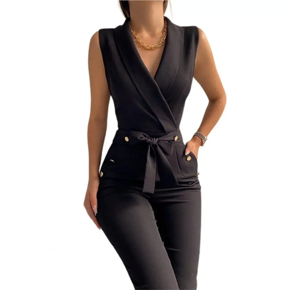 Casual dames-jumpsuit met V-hals