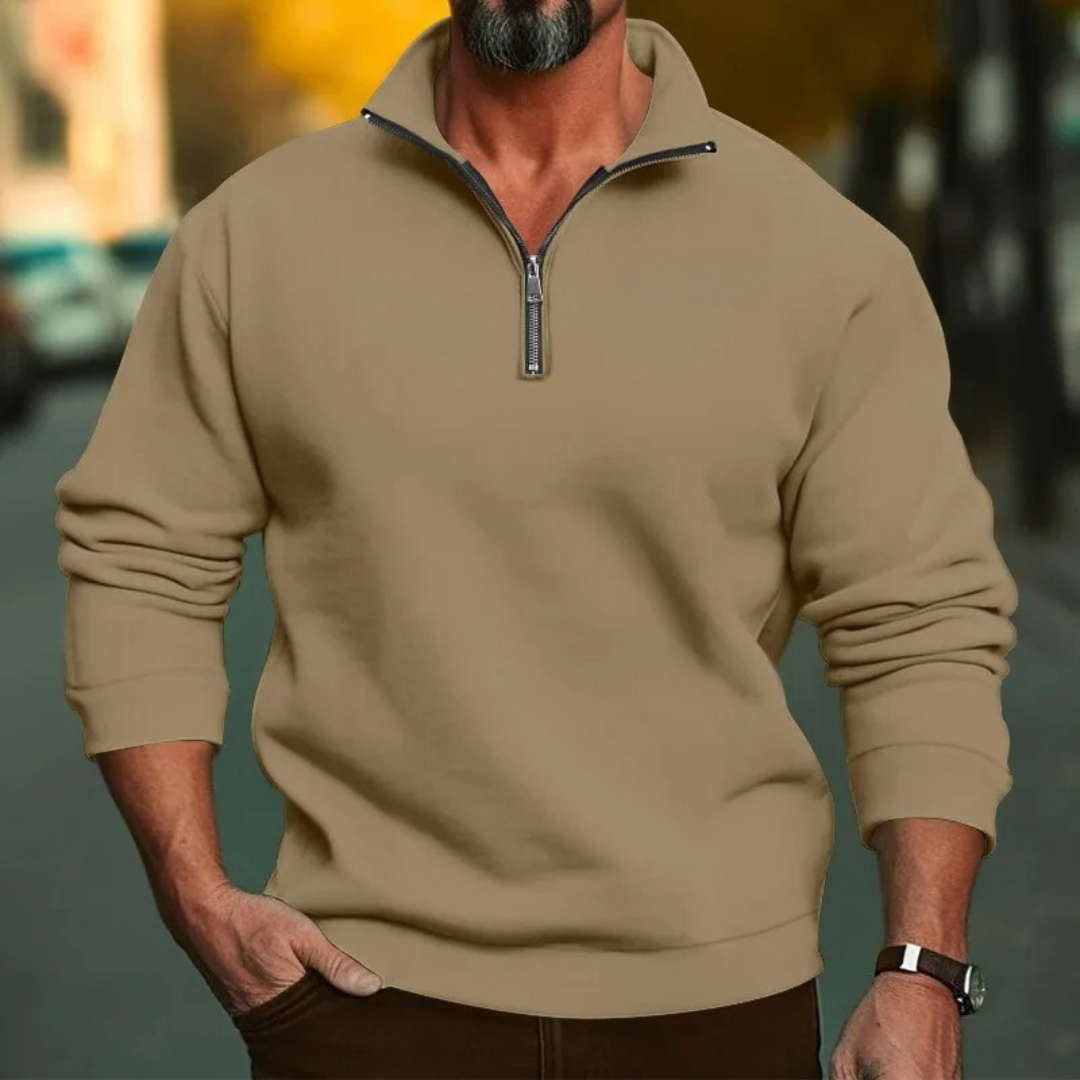 Heren Sweatshirt met halve rits met staande kraag
