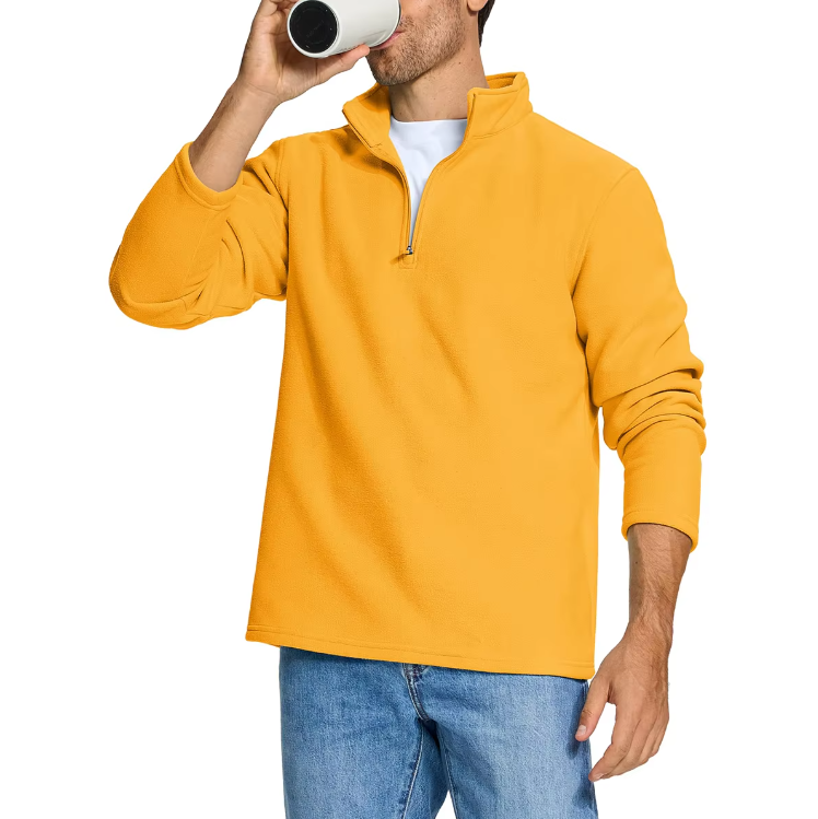 Heren fleece trui met halve rits