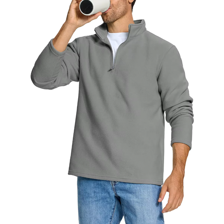 Heren fleece trui met halve rits