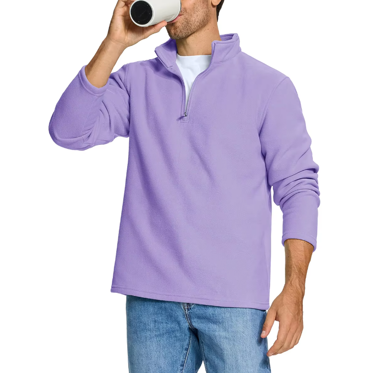 Heren fleece trui met halve rits