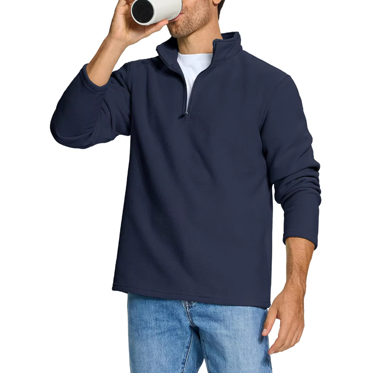 Heren fleece trui met halve rits