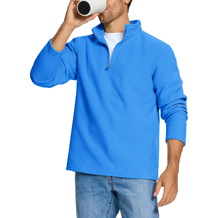 Heren fleece trui met halve rits