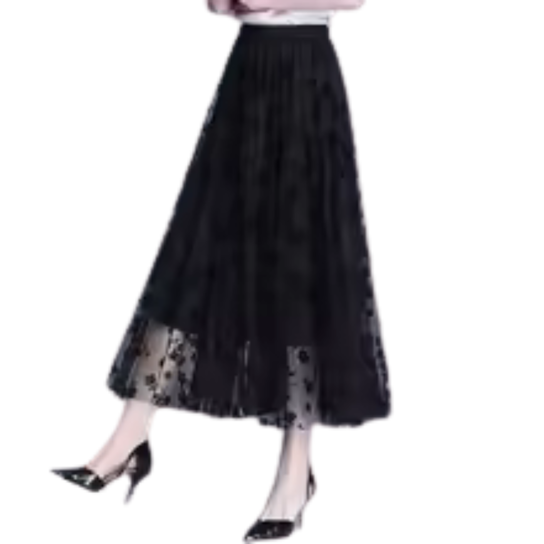 Damesrok gebloemd gaas