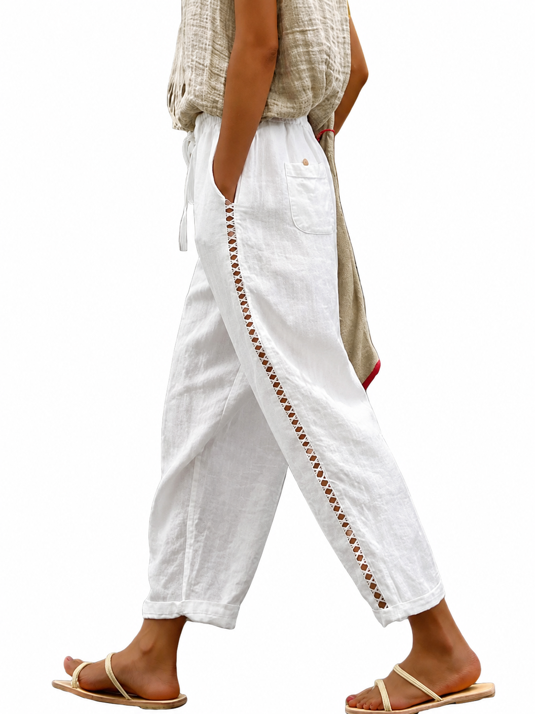 Dames Crop Broek Met Elastische Taille Casual Chic