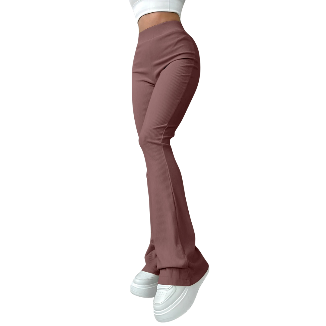 Damesbroek met hoge taille en ribboord