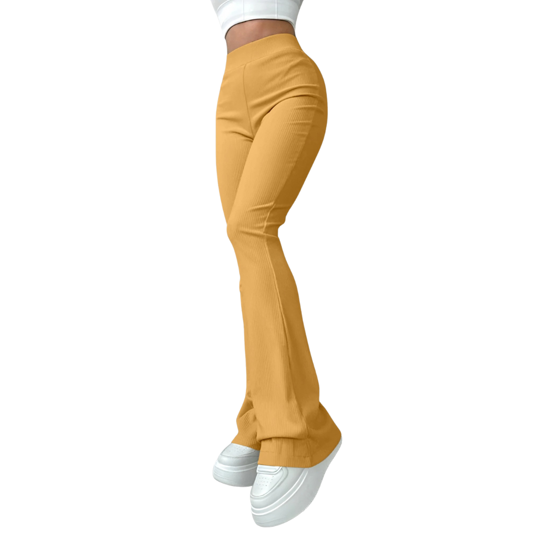 Damesbroek met hoge taille en ribboord